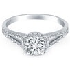 14k White Gold Diamond Halo Split Shank Engagement Ring