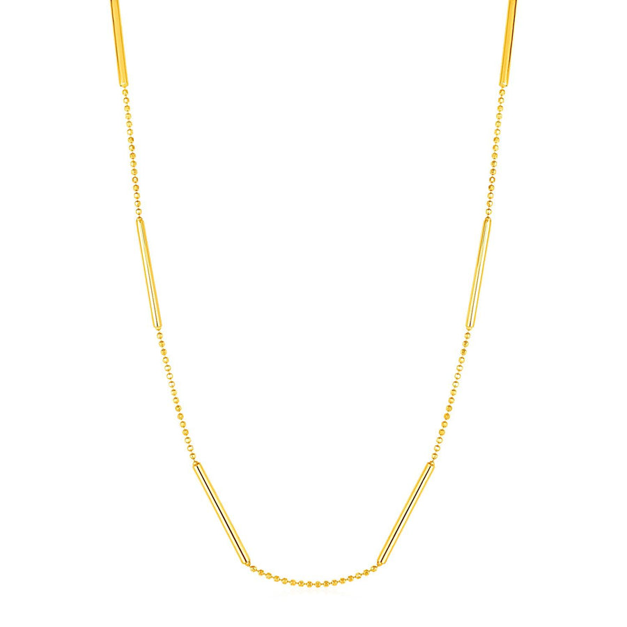 Choker Necklace with Shiny Bar Details in 14k Yellow Gold