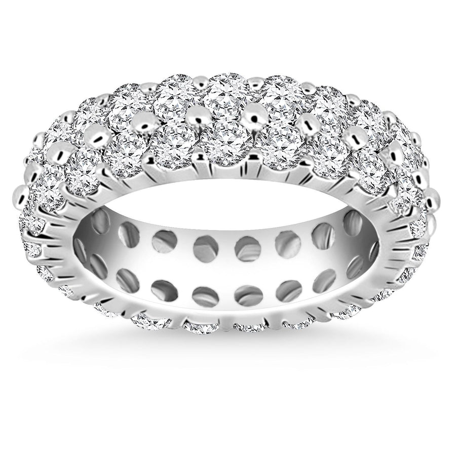 14k White Gold Double Band Round Diamond Eternity Ring