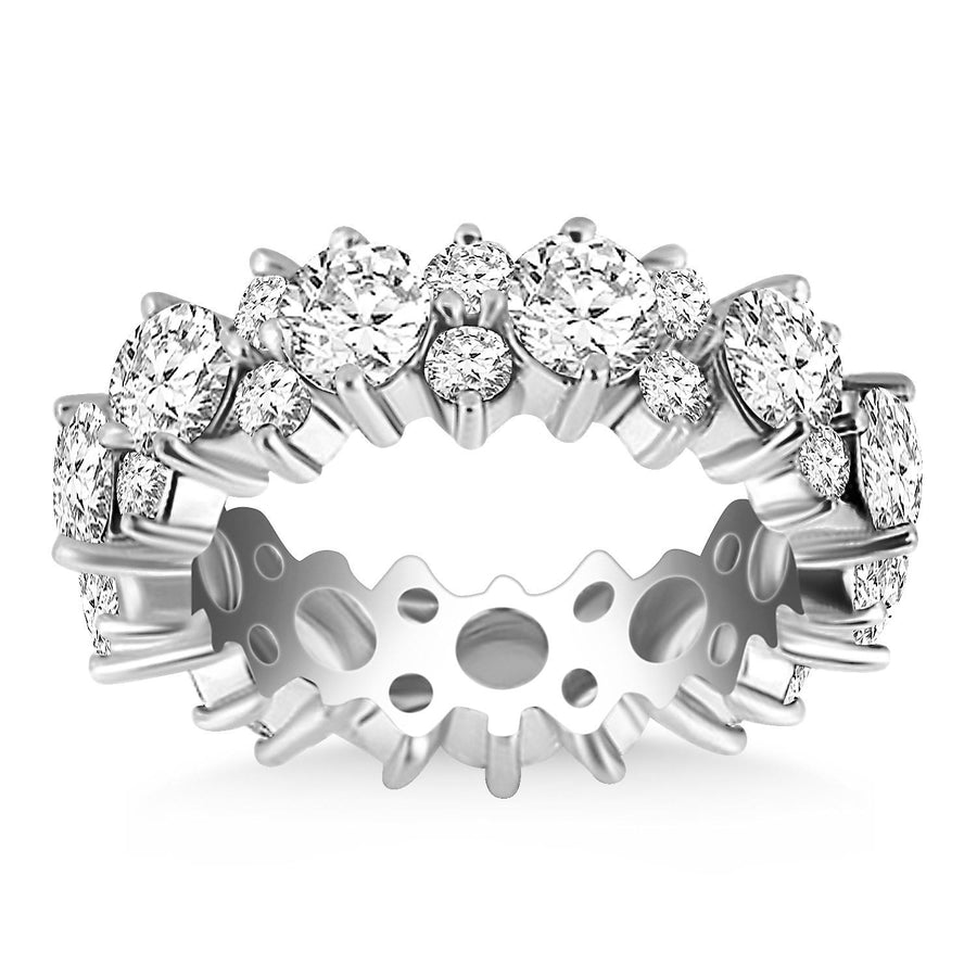 14k White Gold Ornamental Round Diamond Eternity Ring
