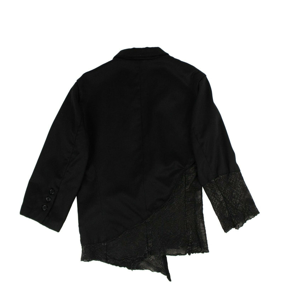 Gabardine And Leather Cropped Blazer - Black