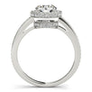 14k White Gold Round Diamond Engagement Ring with Pave Set Halo (1 1/2 cttw)