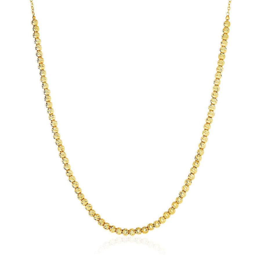 14k Yellow Gold Textured Bead and Chain Necklace