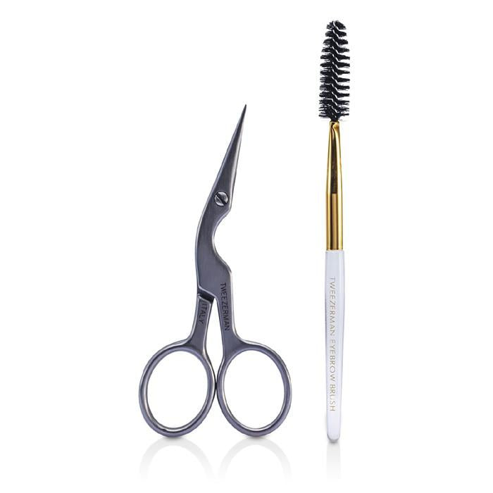 Stainless Brow Shaping Scissors & Brush - -