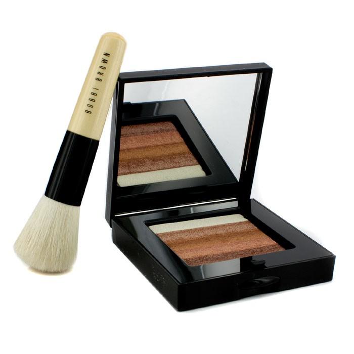 Bronze Shimmer Brick Set: Bronze Shimmer Brick Compact + Mini Face Blender Brush (limited Edition) - 2pcs