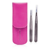 Petite Tweeze Set: Slant Tweezer + Point Tweezer - (with Pink Case) - 2pcs