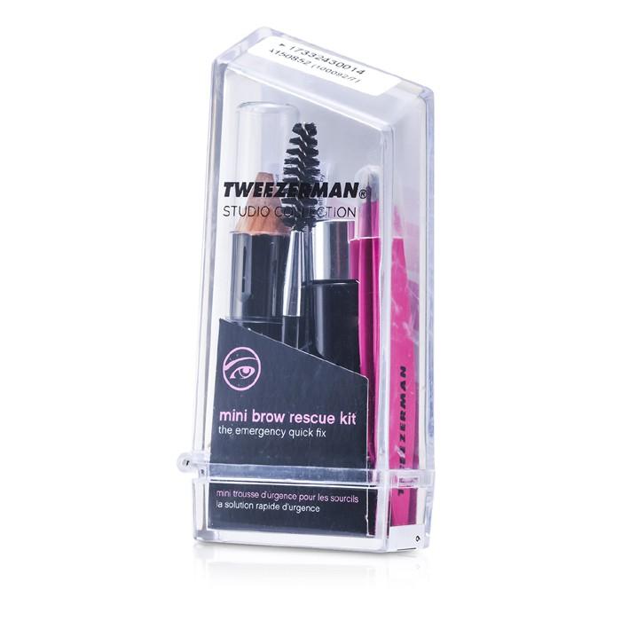 Mini Brow Rescue Kit: Slant Tweezer + Browmousse + Brow Brush + Eyenhance Brow Highlighter (studio Collection) - 4pcs+1case