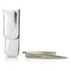 Professional Petite Tweeze Set: Slant Tweezer + Point Tweezer - (regency Finish W/ Silver Leather Case) - 2pcs