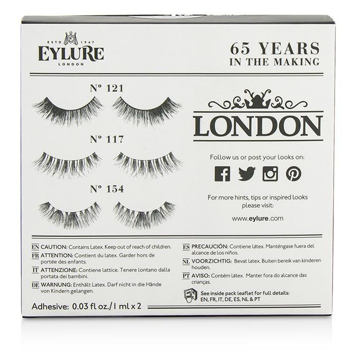 The London Edit False Lashes Multipack - # 121, # 117, # 154 (adhesive Included) - 3pairs
