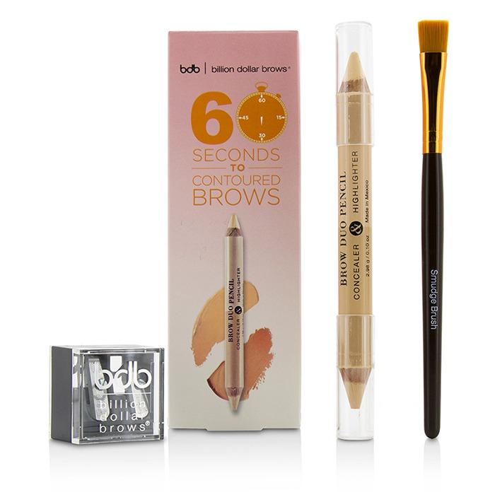 60 Seconds To Contoured Brows Kit (1x Brow Duo Pencil, 1x Smudge Brush, 1x Duo Sharpener) - 3pcs