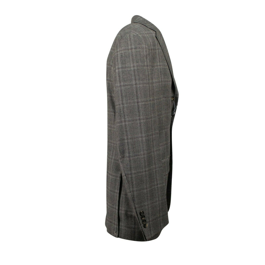 Drop 6 Plaid Wool Blend 3 Roll 2 Button Classic Fit Suit - Gray