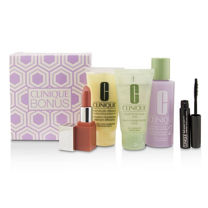 3-step Skin Care System (skin Type 2): Liquid Facial Soap Mild+clarifying Lotion 2+ddml+lash Power Mascara+clinique Pop Lip - 5pcs