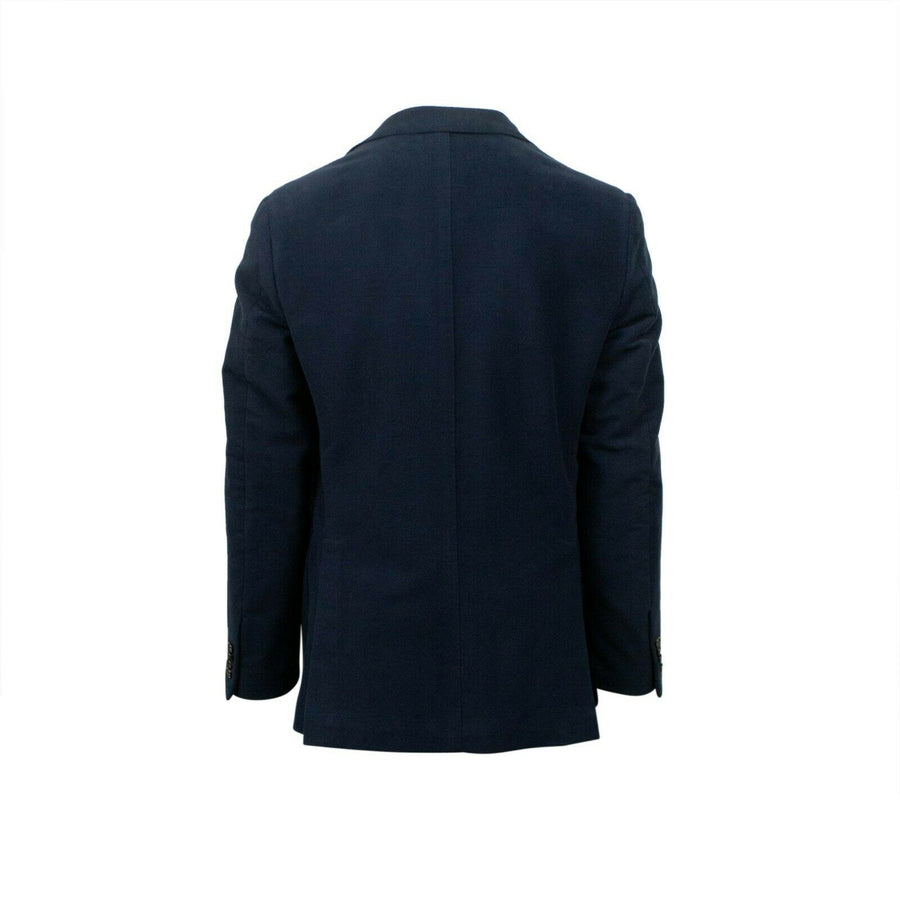 Drop 7 Velour 3 Roll 2 Button Cotton Sport Coat - Navy Blue