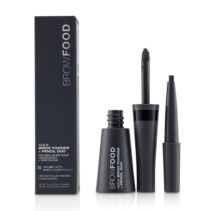 Browfood Aqua Brow Powder + Pencil Duo - # Charcoal - -