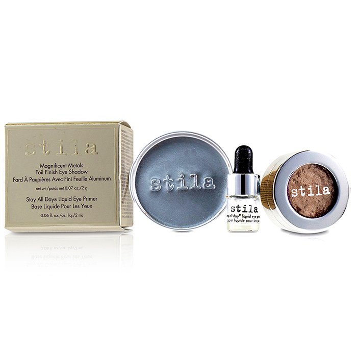 Magnificent Metals Foil Finish Eye Shadow With Mini Stay All Day Liquid Eye Primer - Metallic Kitten - 2pcs