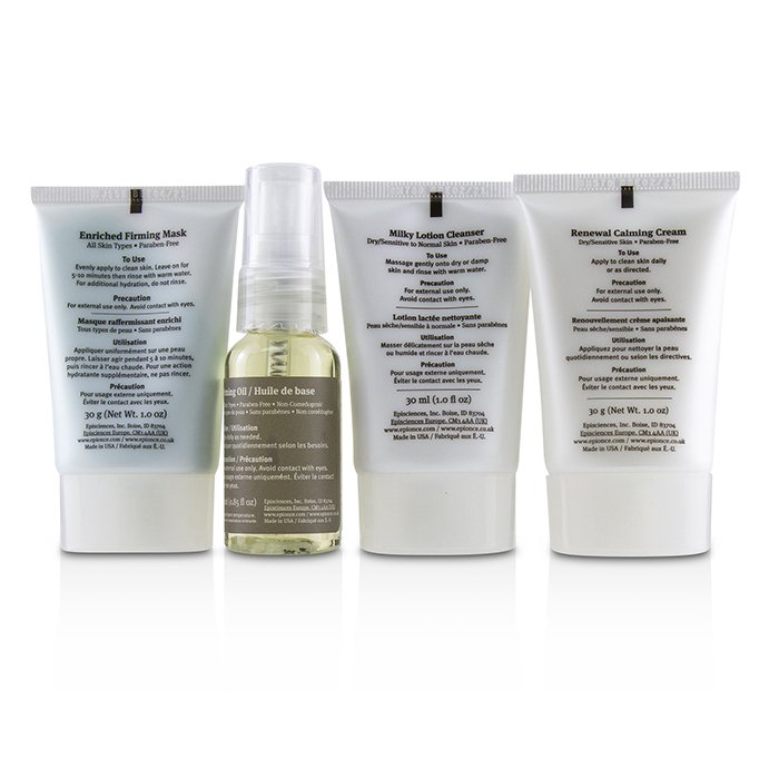 Essential Recovery Kit: Milky Lotion Cleanser 30ml+ Priming Oil 25ml+ Enriched Firming Mask 30g+ Renewal Calming Cream 30g - 4pcs