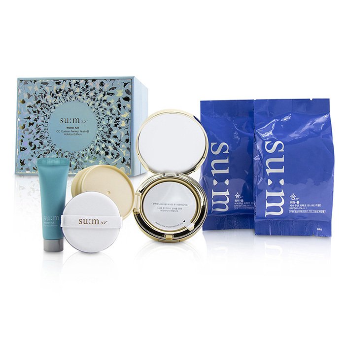 Water Full Cc Cushion Perfect Finish Spf50 Holiday Edition - # 01 : (1x Cushion, 2x Refill, 1x Primer) - 3pcs
