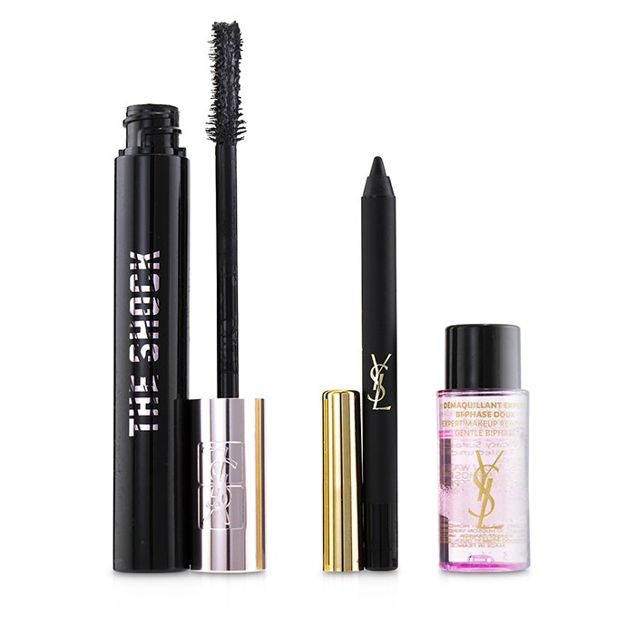Mascara Volume Effect Faux Cils The Shock Set - # No. 1 (mascara X1, Waterproof Eye Pencil X1, Makeup Remover X1) - 3pcs