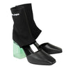 Sock Cutout Plexi Heel Ankle Boots - Black / Green