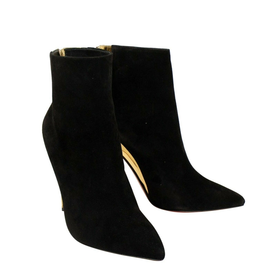 Delicotte Suede And Patent Short Boots - Black / Gold