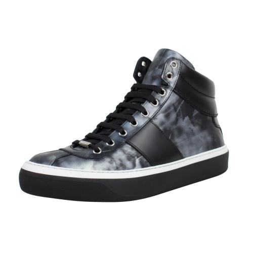 Leather Hi-Top Sneakers - Gray / Black