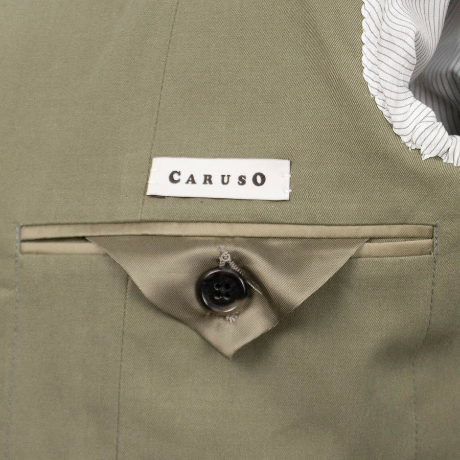 Drop 8 Cotton 3 Roll 2 Button Slim Fit Suit - Green