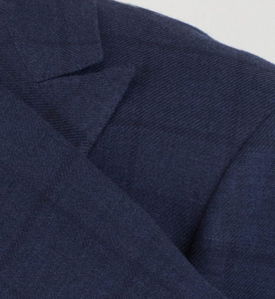 Wool Blend Windowpane Check Double Breasted Sport Coat - Blue
