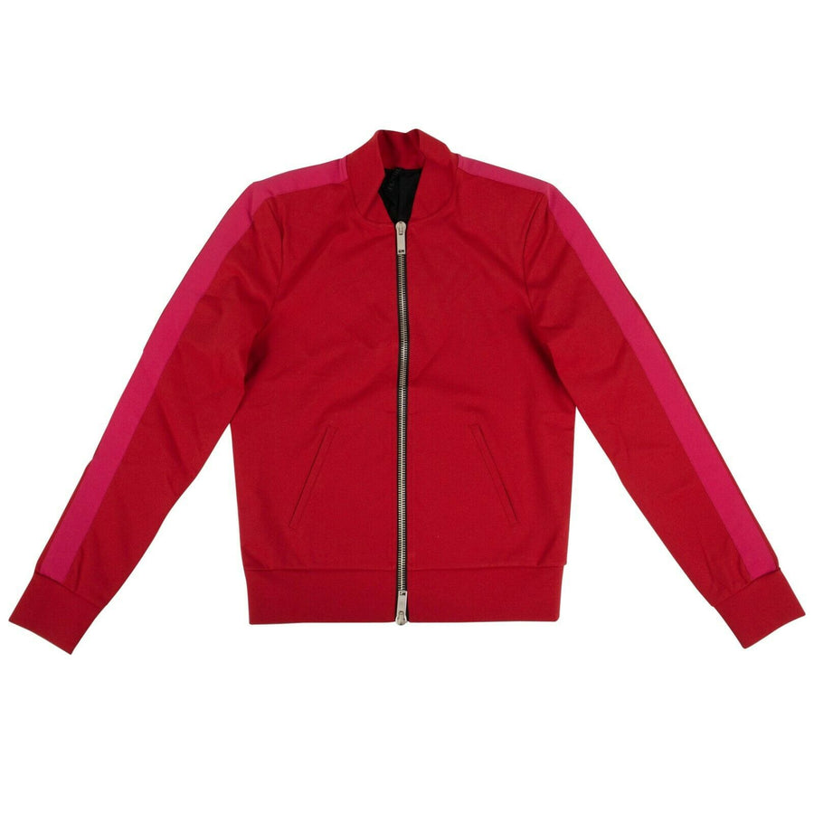 Viscose Blend Stripe On Sleeves Track Jacket - Red