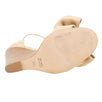 Leather Bow Ankle Strap Wedges - Beige
