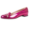 Metallic Leather Applique Loafer Flats - Pink
