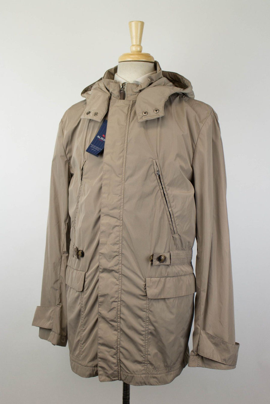 Polyester Hooded Trench Coat - Brown