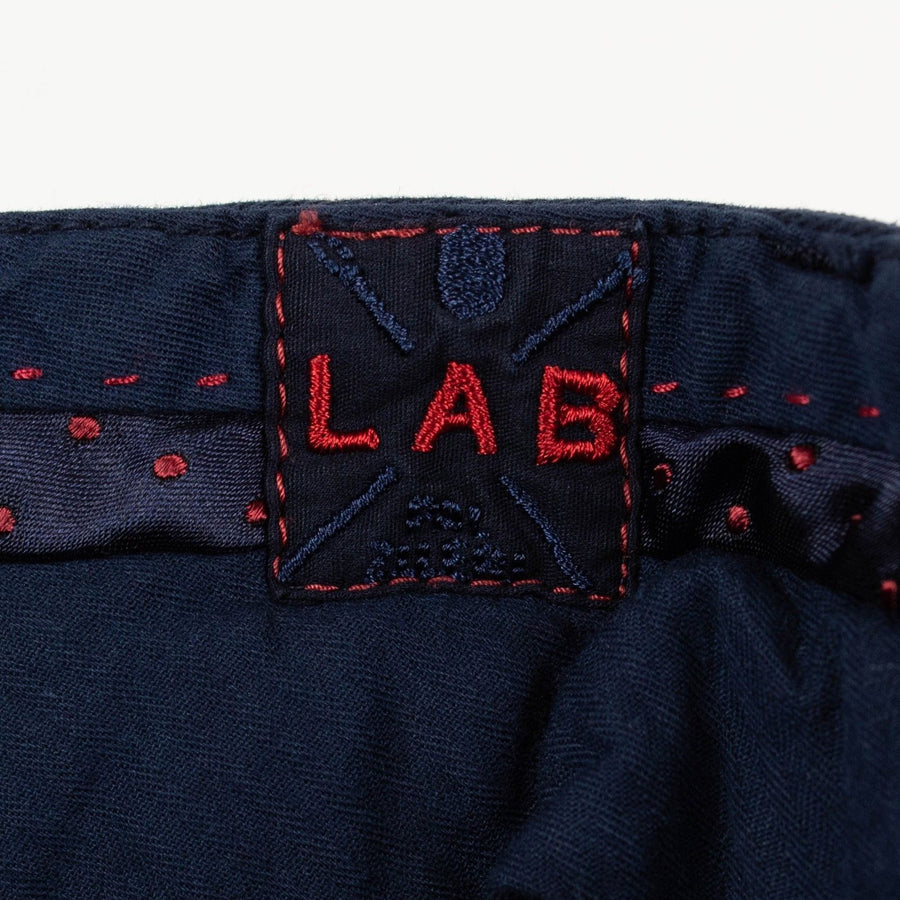 Navy Blue Cotton Blend Pants