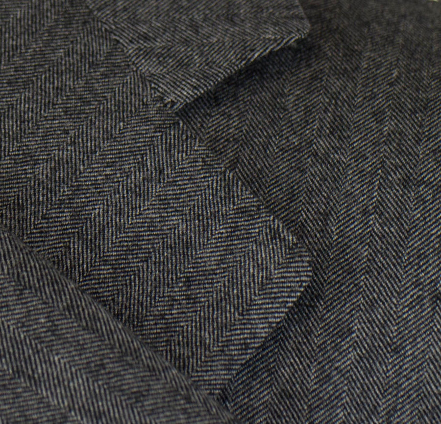 Herringbone Wool 2 Button Suit - Gray