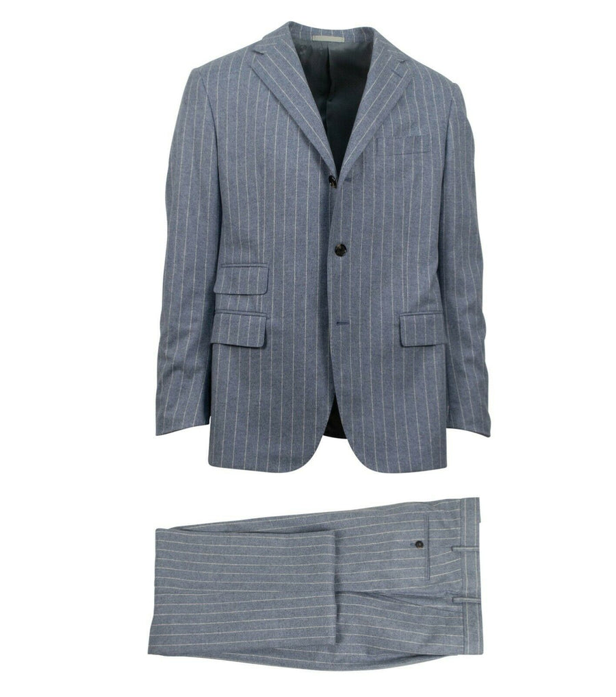Drop 7 3 Roll 2 Button Trim Fit Wool Suit - Blue
