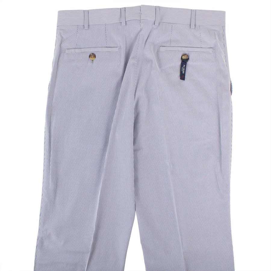 Blue Pinstripe Cotton Blend Dress Pants