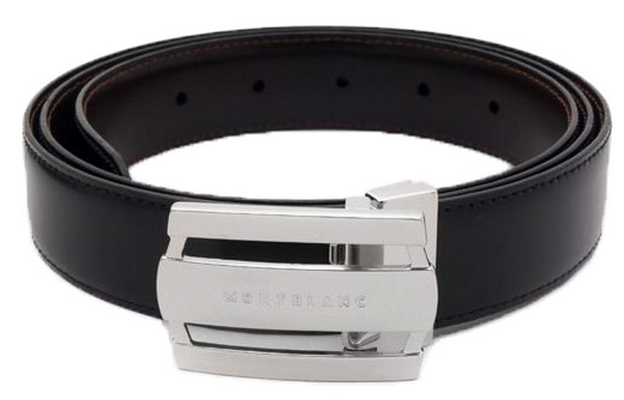 Montblanc 103431 Contemporary Line Rectangular Buckle Black/brown Men's Reversible Leather Belt