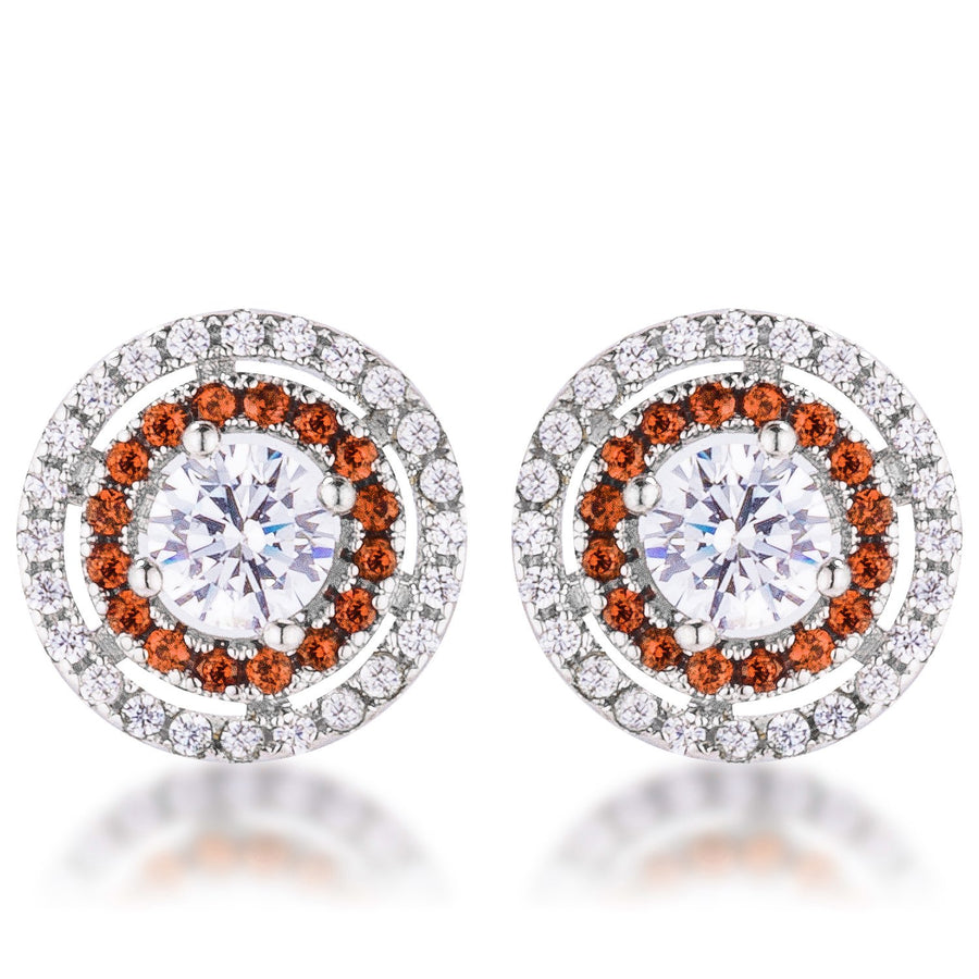 Orange CZ Double Halo Studs