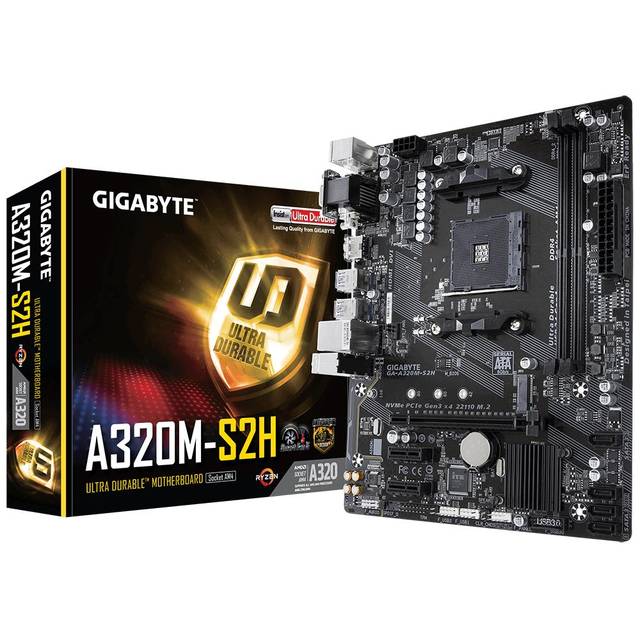GIGABYTE GA-A320M-S2H Socket AM4/ AMD A320/ DDR4/ SATA3&USB3.1/ M.2/ A&GbE/ MicroATX Motherboard