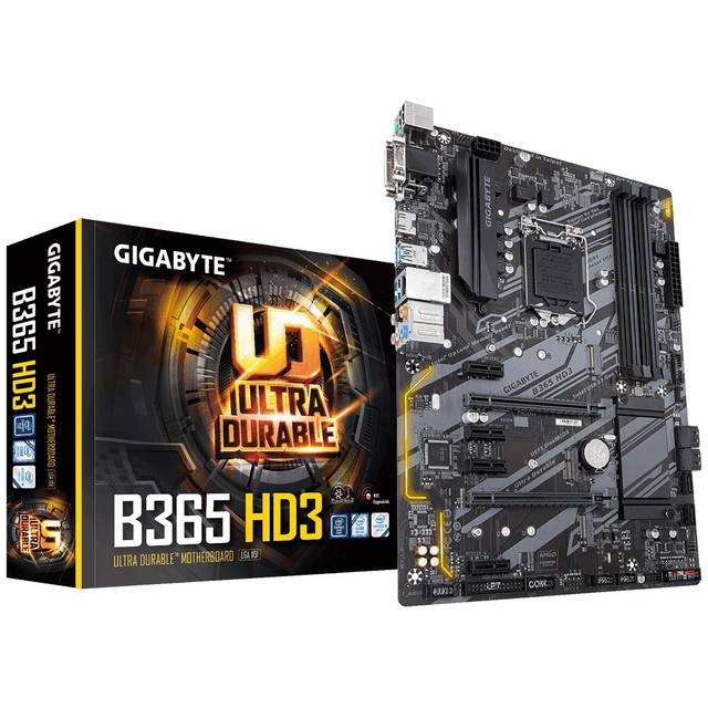 GIGABYTE B365 HD3 Socket LGA1151/ Intel B365/ DDR4/ Quad-GPU CrossFire & 2-Way CrossFire/ SATA3&USB3.1/ M.2/ A&GbE/ ATX Motherboard