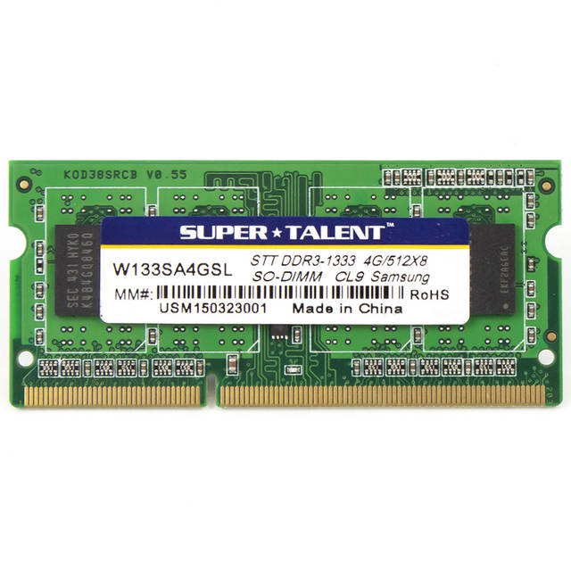 Super Talent DDR3L-1333L SODIMM 4GB/512Mx8 CL9 Samsung Chip Notebook Memory