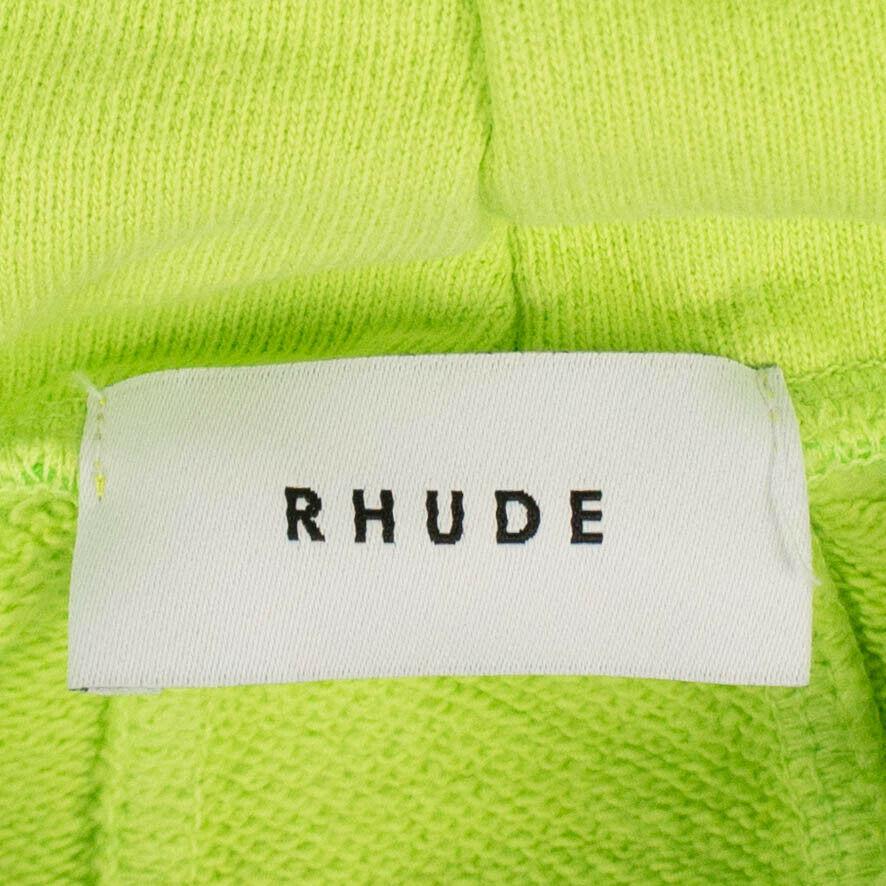 Layered French Terry Nylon Hoodie Sweatshirt - Neon Green