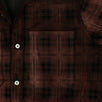 Genuine Leather Plaid Button Down Shirt - Burgundy / Black