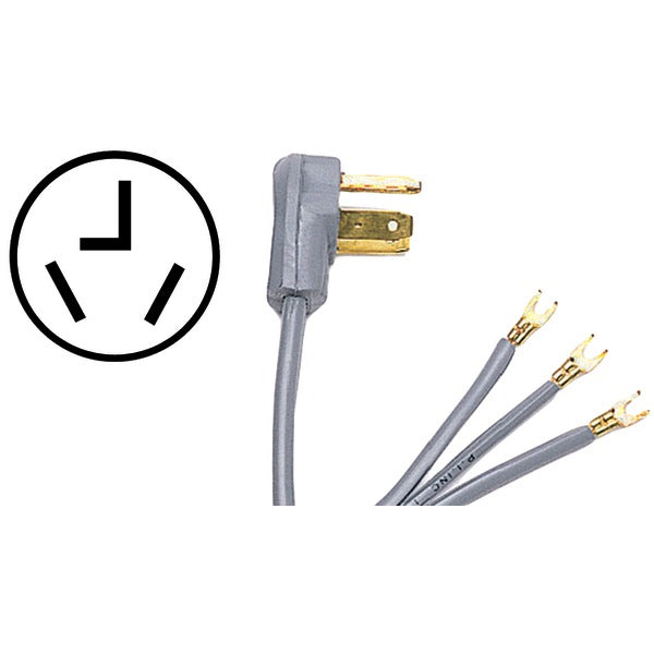 3-Wire Open-End-Connector 30-Amp Dryer Cord, 5ft