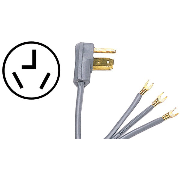 3-Wire Open-End-Connector 30-Amp Dryer Cord, 6ft