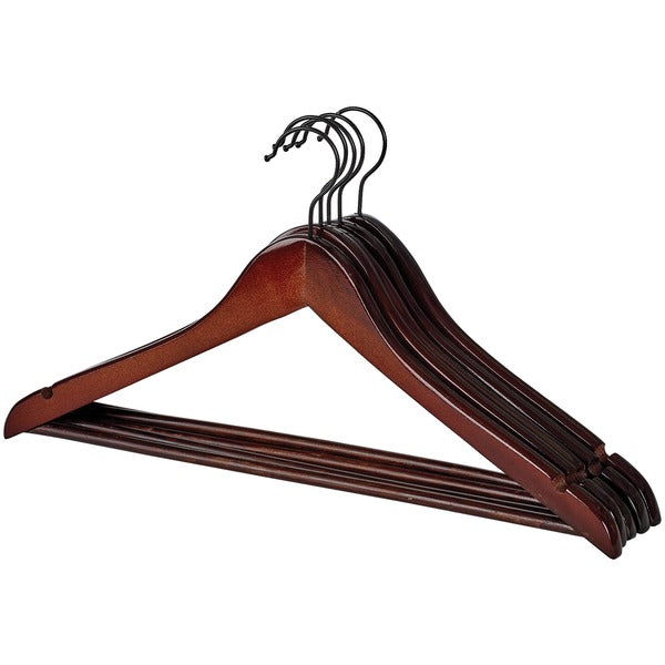 Wood Contoured-Profile Suit Hangers, 5-Pack (Espresso)