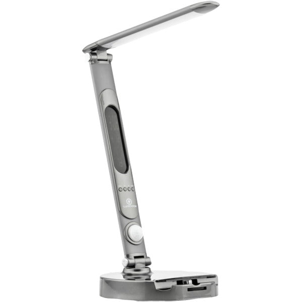 Dimmable LED Desk Lamp with USB and Universal Phone Charger (Silver/Metallic Gray)