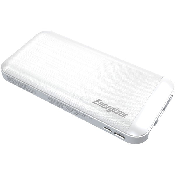 10,000 Series Fast-Charging Power Bank with 3 USB Ports (White)