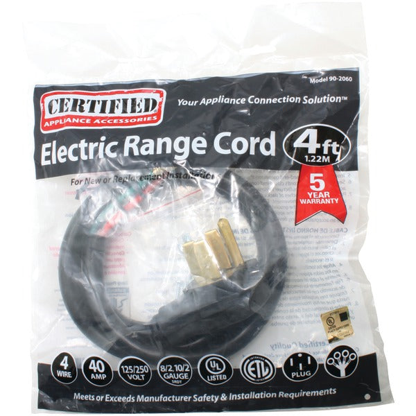 4-Wire Eyelet 40-Amp Range Cord, 4ft