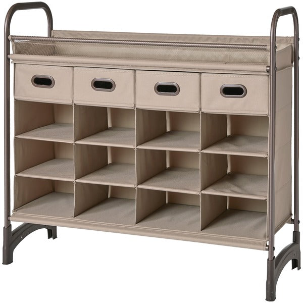 Maximize Stackable 16-Cubby Shoe Organizer with 4 Drawers