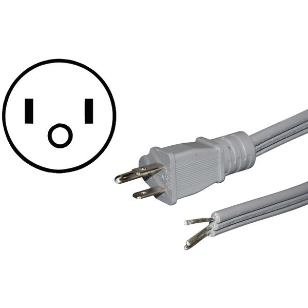 15-Amp Grounded Straight Plug Head Power Supply Cord, 3ft